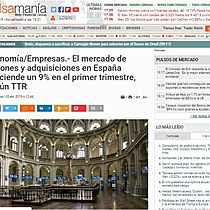 El mercado de fusiones y adquisiciones en Espaa desciende un 9% en el primer trimestre, segn TTR